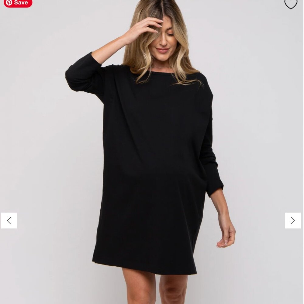 Black Long Sleeve Maternity Shirt Dress